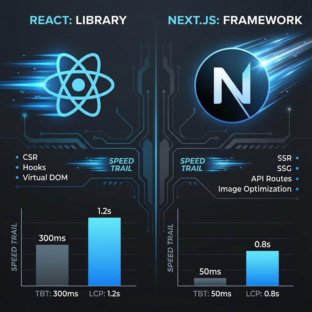 React vs Next.js for business websites: A Strategic Overview