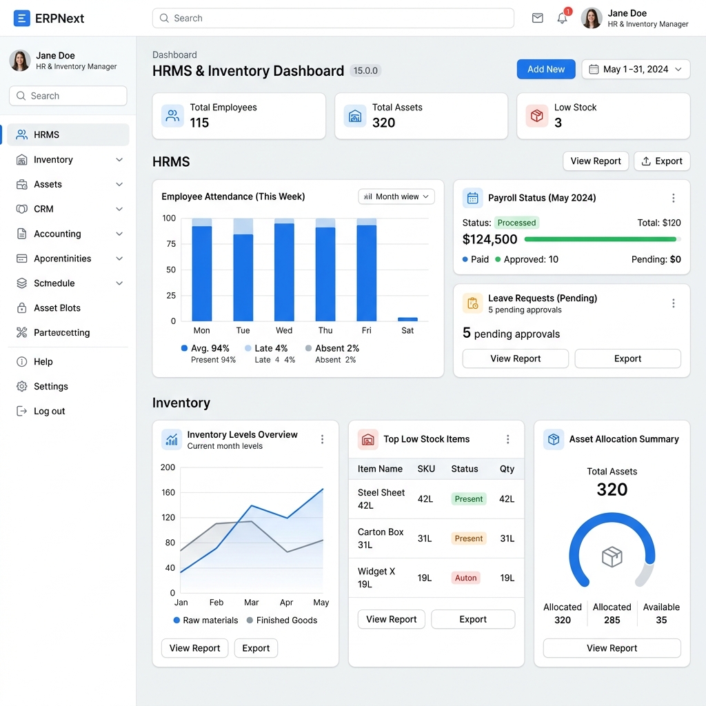 ERPNext HRMS & Inventory Implementation